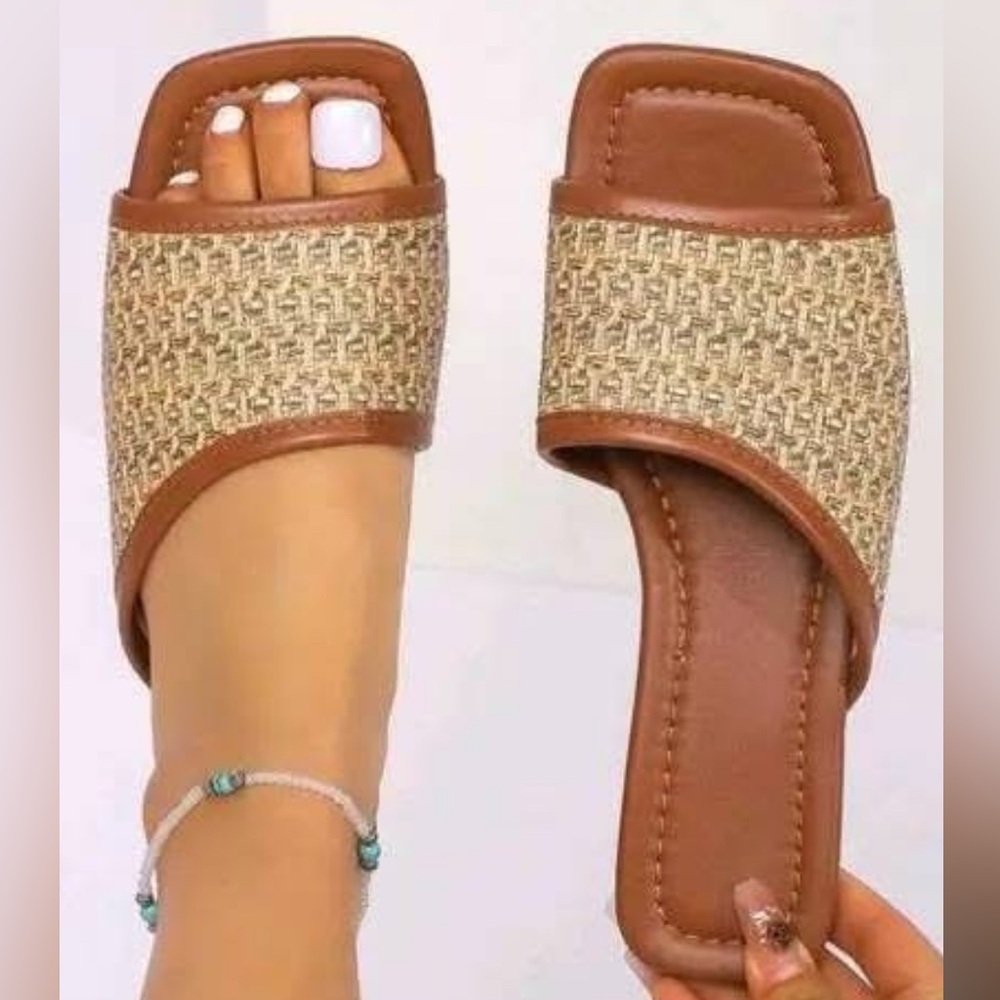 New Dark Brown Women's Slide Sandals